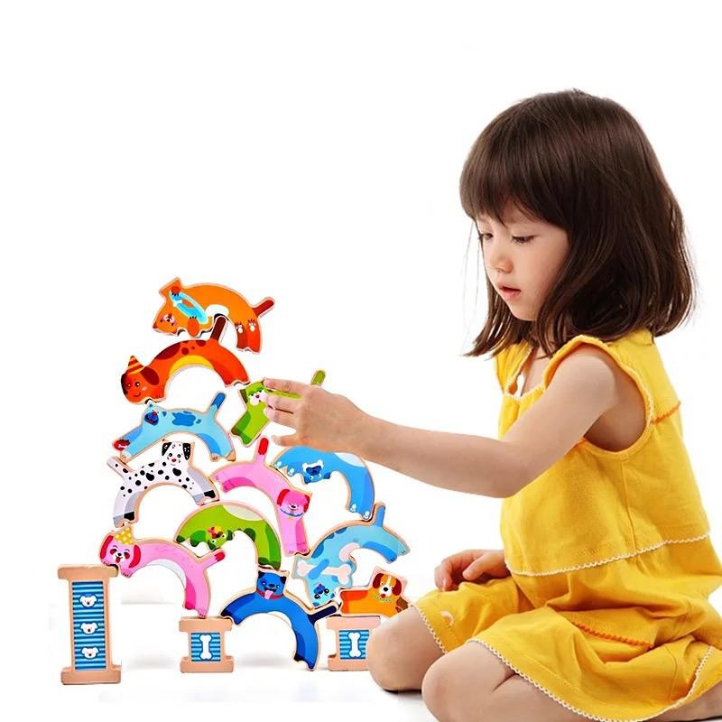 Wooden Puppy Stacking Games