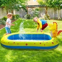 Inflatable Sprinkler Pool for Kids, Cute Dinosaur Kiddie Pool, 3-in-1