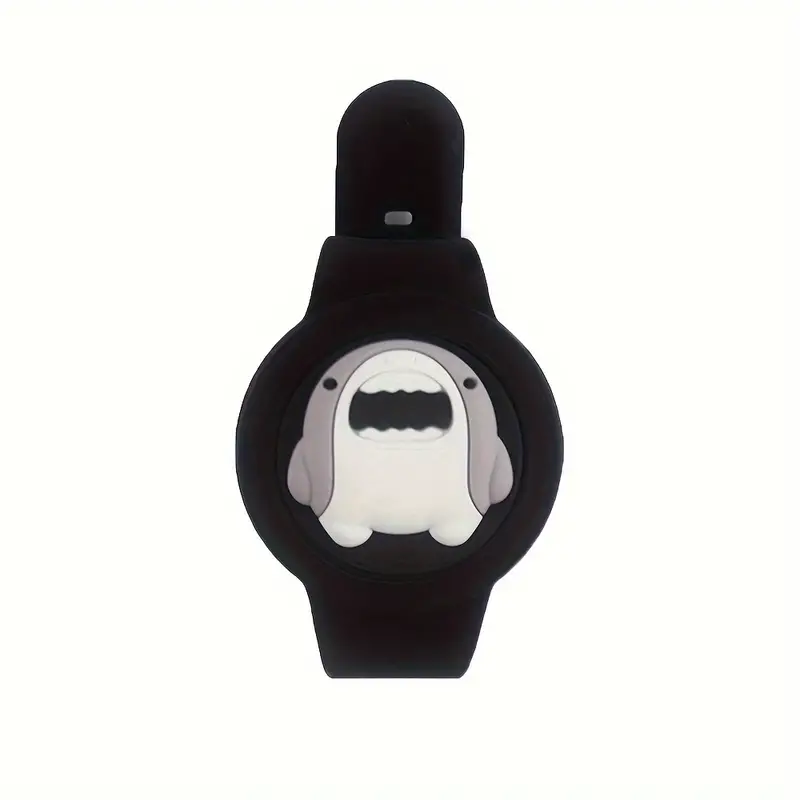 Apple AirTag حزام كرتوني لطيف، حزام لف كامل مضاد للفقد - قرش أسود