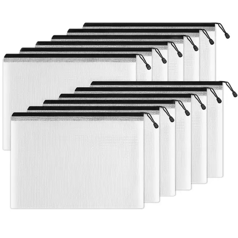 Mesh Zipper Bag 10PCS A5 B&W