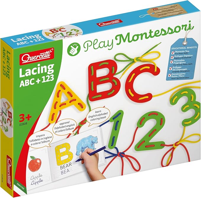 Quercetti Play Montessori ABC & 123 - Lacing