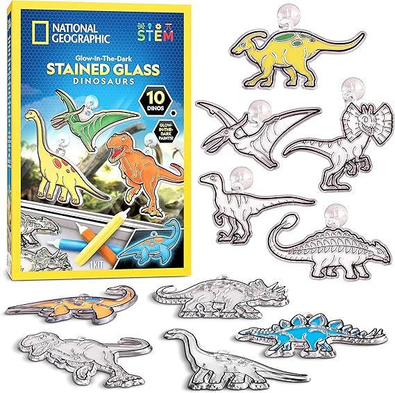 National Geographic Glow In The Dark Dinosaur Stained Glass Art Kit
