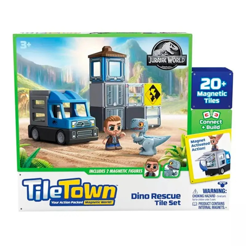 Tile Town Jurassic World Dino Rescue Magnetic Tiles Playset