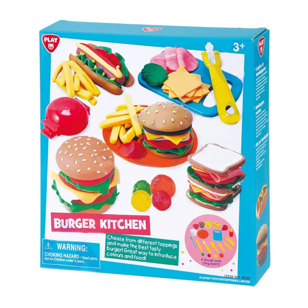 Play Go Burger Kitchen for Kids with Dough Included