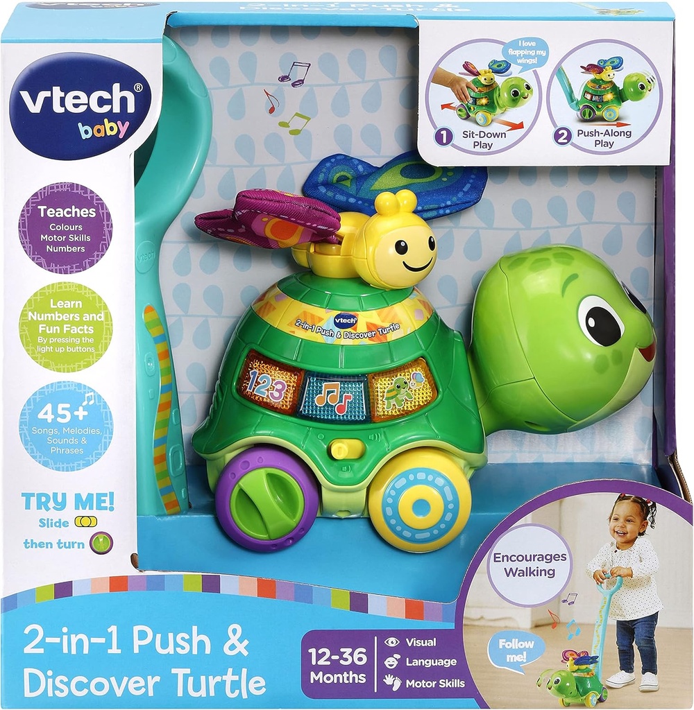 عربة الأطفال VTech Baby 2 في 1 للدفع والاكتشاف