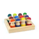 Prism Play 12 Pcs Rainbow Wooden Peg Dolls Friends with Tray 