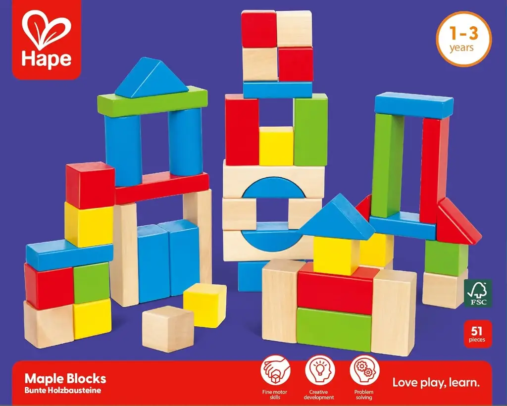 Hape – Maple Wood Kids Building Blocks 