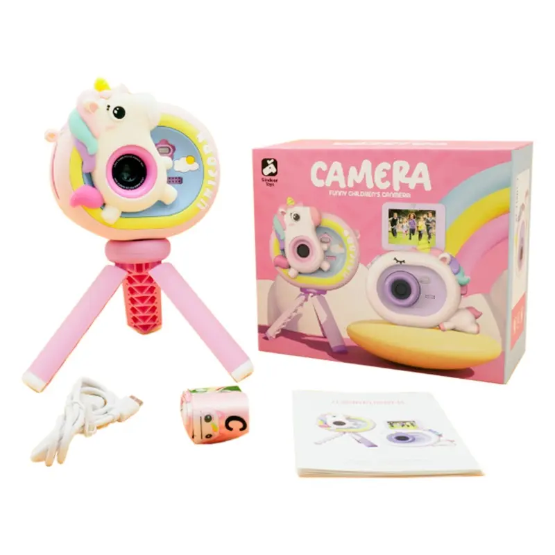 Kids HD Pink Digital Unicorn Camera with Tripod 