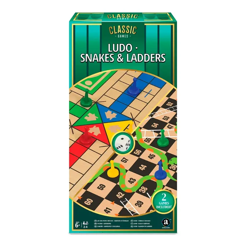 Merchant Ambassador Classic Games 2-in-1 Ludo & Snakes and Ladders 