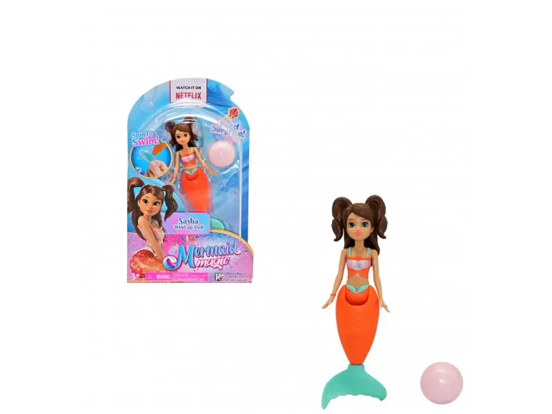 Mermaid Magic Wind-Up Swim Action - Sasha Collectible Doll 5-Inch 