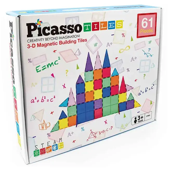 Picasso Tiles Magnetic 3D Blocks - 61 Pieces 