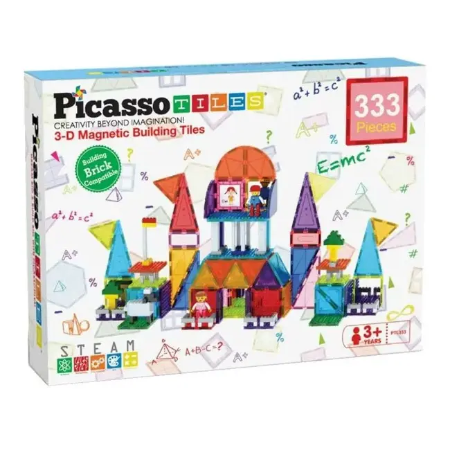 Picasso Tiles Magnetic 3D Bricks and Tiles Set - 333 Pieces 