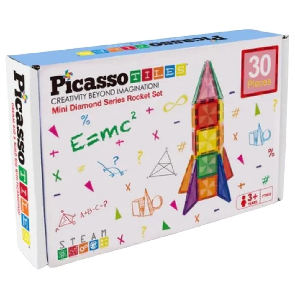 Picasso Tiles Magnetic Mini Diamond Rocket Set - 30 Pieces 